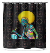 Floral Fusion Shower Curtain adding color to a modern bathroom